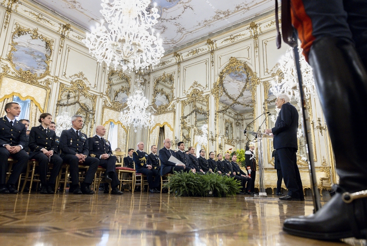 Il Presidente Sergio Mattarella in occasione dell'incontro con una rappresentanza dell’Aeronautica Militare, nel 101° anniversario di fondazione