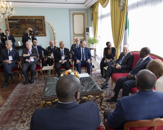Il Presidente della Repubblica Sergio Mattarella, a Palazzo Presidenziale, con  Alassane Ouattara, Presidente della Repubblica della Costa d’Avorio, in occasione della visita Ufficiale

