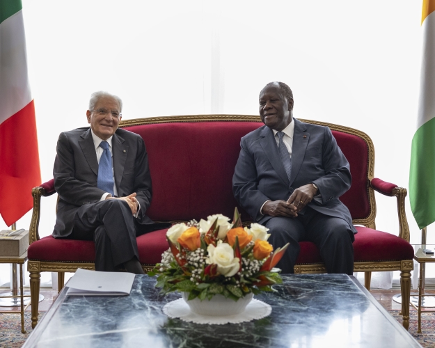 Il Presidente della Repubblica Sergio Mattarella, a Palazzo Presidenziale, con Alassane Ouattara, Presidente della Repubblica della Costa d’Avorio,in occasione della visita Ufficiale

