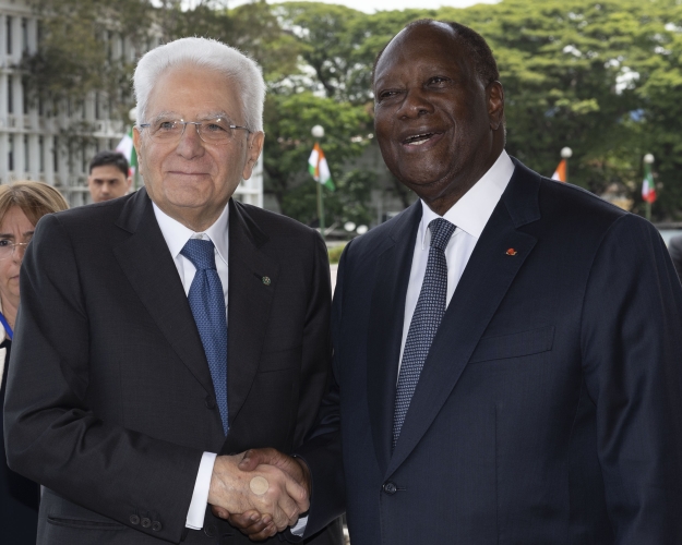 Il Presidente della Repubblica Sergio Mattarella, a Palazzo Presidenziale, con Alassane Ouattara, Presidente della Repubblica della Costa d’Avorio,in occasione della visita Ufficiale
