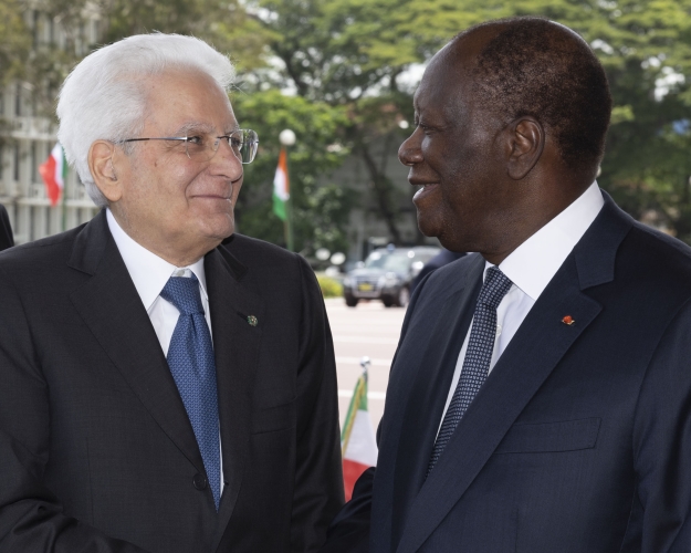 Il Presidente della Repubblica Sergio Mattarella, a Palazzo Presidenziale, con Alassane Ouattara, Presidente della Repubblica della Costa d’Avorio,in occasione della visita Ufficiale
