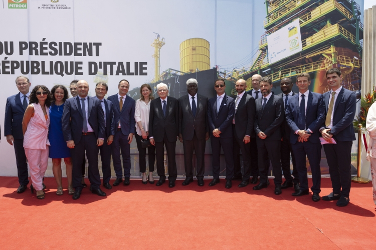 Il Presidente della Repubblica Sergio Mattarella visita la Stazione a terra del giacimento di Baleine 
