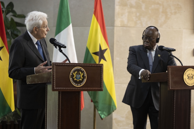Il Presidente della Repubblica Sergio Mattarella con Nana Addo Dankwa Akufo-Addo,Presidente della Repubblica del Ghana,in occasione delle dichiarazioni alla stampa
