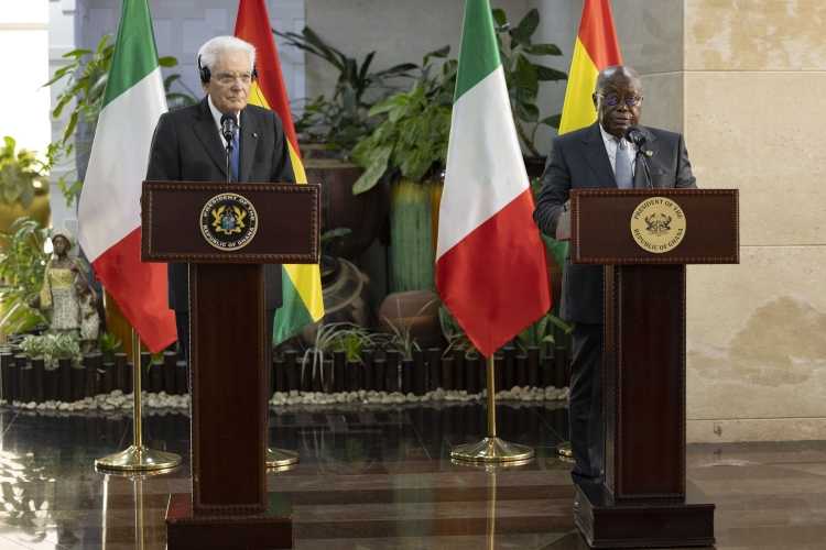 Il Presidente della Repubblica Sergio Mattarella con Nana Addo Dankwa Akufo-Addo,Presidente della Repubblica del Ghana,in occasione delle dichiarazioni alla stampa
