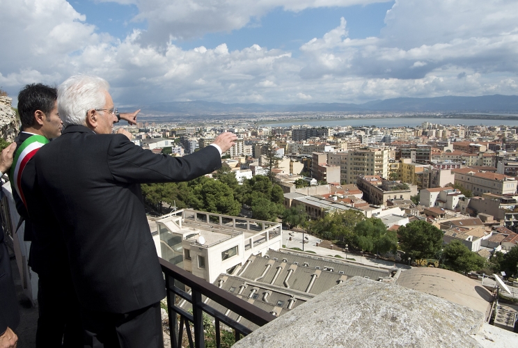 Il Presidente Sergio Mattarella con il Sindaco di Cagliari Massimo Zedda 