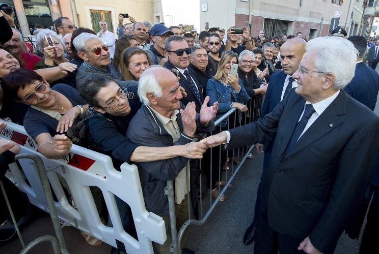 Il Presidente Sergio Mattarella al suo arrivo a Ghilarza