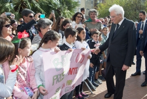 Il Presidente Sergio Mattarella al suo arrivo a Ghilarza 