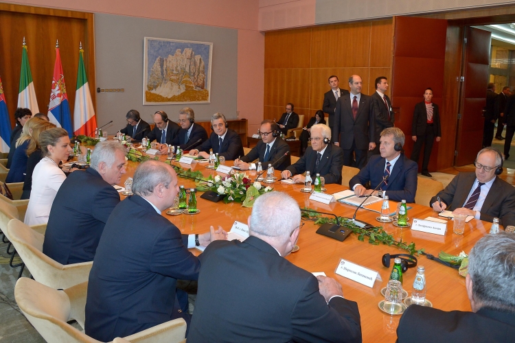 Il Presidente Sergio Mattarella con il Presidente della Repubblica di Serbia, Tomislav 