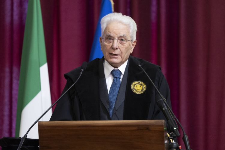 Il Presidente della Repubblica Sergio Mattarella in occasione della cerimonia di conferimento della Laurea magistrale Honoris causa in Giurisprudenza
