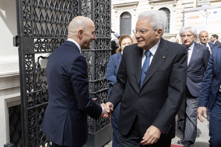 Il Presidente della Repubblica Sergio Mattarella a Palazzo dei Marescialli accolto da Fabio Pinelli, Vice Presidente del Consiglio Superiore della Magistratura
