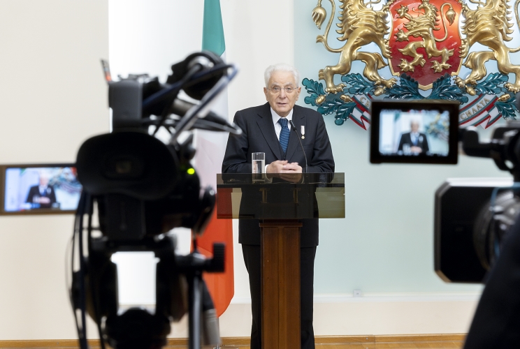 Il Presidente della Repubblica Sergio Mattarella nel corso delle dichiarazioni alla stampa