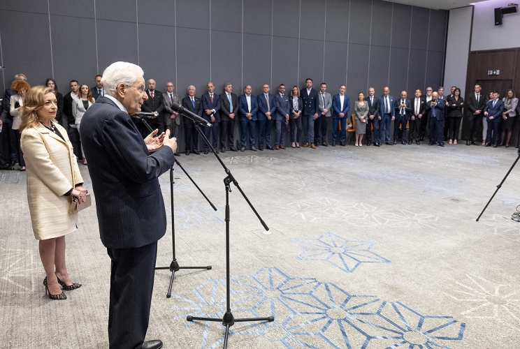 Il Presidente della Repubblica Sergio Mattarella in occasione dell'incontro con una rappresentanza della comunità italiana in Bulgaria