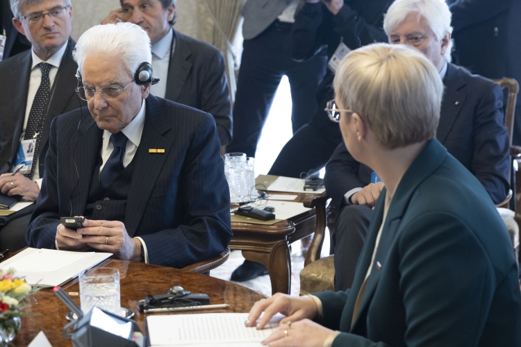 Il Presidente della Repubblica Sergio Mattarella in occasione della cerimonia del ventennale dell'adesione slovena all'Unione Europea

