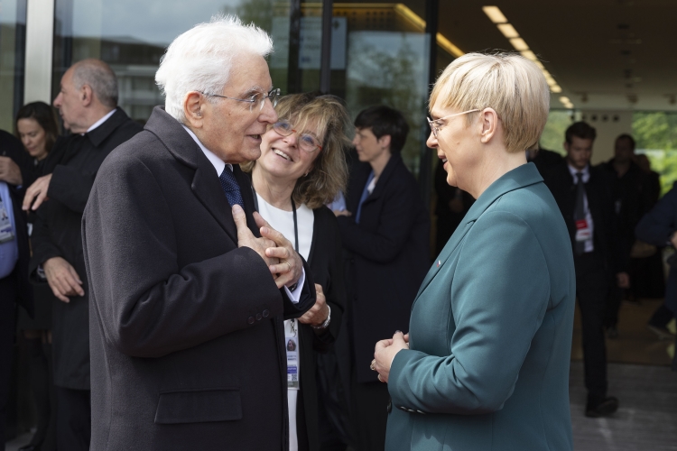 Il Presidente della Repubblica Sergio Mattarella al Castello di Brdo con Nataša Pirc Musar Presidente della Repubblica di Slovenia, in occasione del ventennale dell'adesione slovena all'Unione Europea
