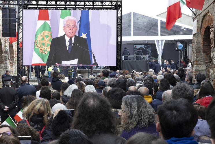Il Presidente della Repubblica Sergio Mattarella in occasione della cerimonia commemorativa del 79° anniversario di Liberazione