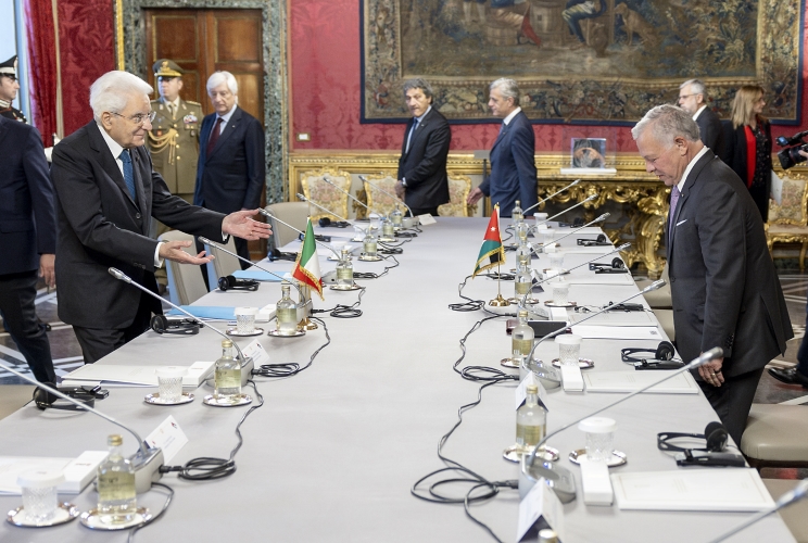 Il Presidente Sergio Mattarella con S. M. Re Abdullah II del Regno Hashemita di Giordania, in occasione dei colloqui