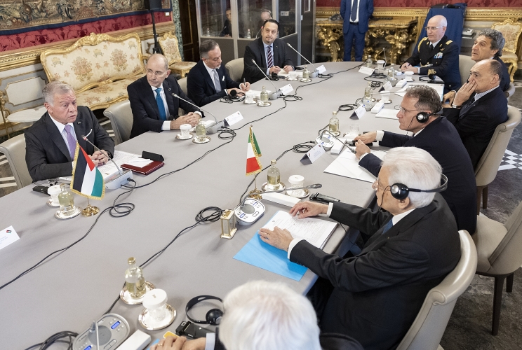 Il Presidente Sergio Mattarella con S. M. Re Abdullah II del Regno Hashemita di Giordania, in occasione dei colloqui
