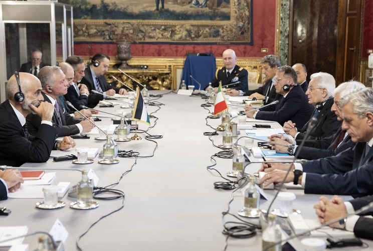 Il Presidente Sergio Mattarella con S. M. Re Abdullah II del Regno Hashemita di Giordania, in occasione dei colloqui