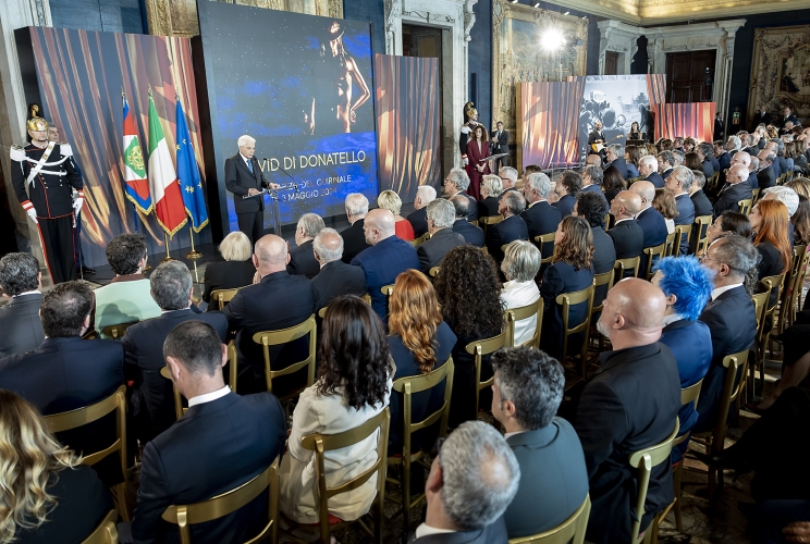 Il Presidente Sergio Mattarella rivolge il suo indirizzo di saluto in occasione della cerimonia di presentazione dei candidati ai Premi “David di Donatello” per l’anno 2024