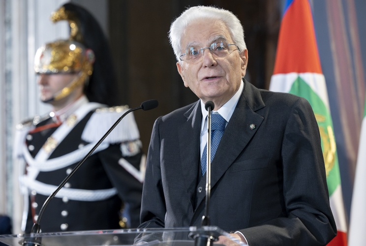 Il Presidente Sergio Mattarella rivolge il suo indirizzo di saluto in occasione della cerimonia di presentazione dei candidati ai Premi “David di Donatello” per l’anno 2024