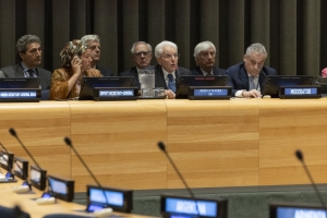 Il Presidente della Repubblica Sergio Mattarella al Palazzo di Vetro delle Nazioni Unite durante la Conferenza sullo stato di attuazione dell’Obiettivo di Sviluppo Sostenibile n. 16 “Pace, Giustizia e Istituzioni Forti”
