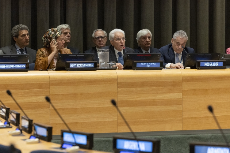 Il Presidente della Repubblica Sergio Mattarella al Palazzo di Vetro delle Nazioni Unite durante la Conferenza sullo stato di attuazione dell’Obiettivo di Sviluppo Sostenibile n. 16 “Pace, Giustizia e Istituzioni Forti”
