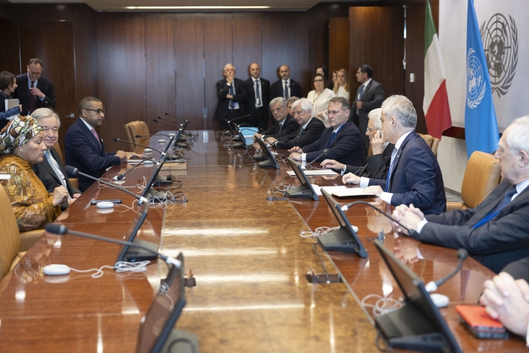 Il Presidente della Repubblica Sergio Mattarella al Palazzo di Vetro delle Nazioni Unite con António Guterres, Segretario Generale delle Nazioni Unite
