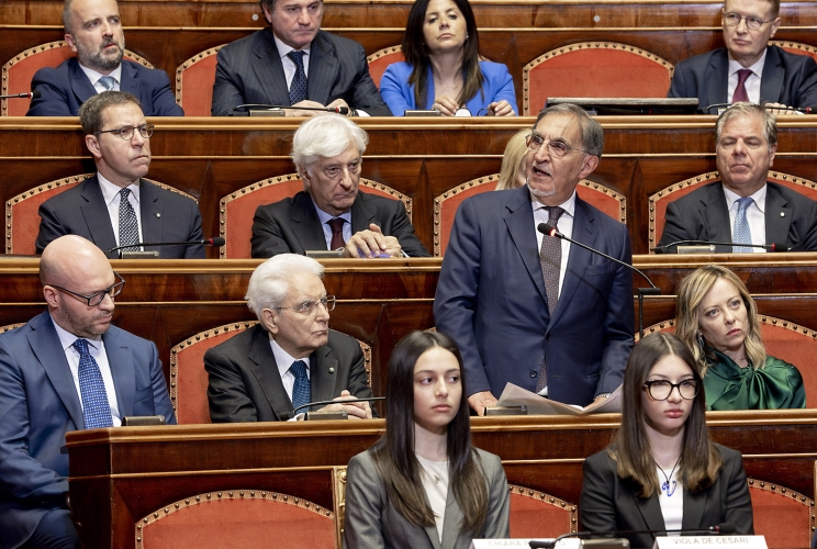 Il Presidente Sergio Mattarella in occasione della cerimonia di celebrazione del Giorno della Memoria dedicato alle vittime del terrorismo