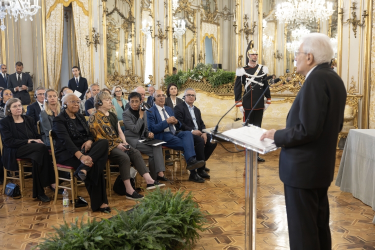 Il Presidente della Repubblica Sergio Mattarella in occasione dell'incontro con una delegazione del World Meeting on Human Fraternity
