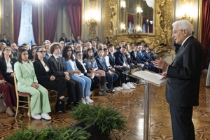 Il Presidente della Repubblica Sergio Mattarella in occasione della cerimonia di consegna degli Attestati d’Onore ai nuovi Alfieri della Repubblica 
