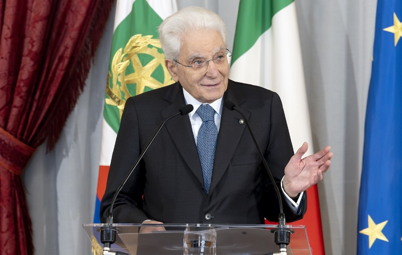 Il Presidente della Repubblica Sergio Mattarella in occasione della cerimonia di consegna degli Attestati d’Onore ai nuovi Alfieri della Repubblica 
