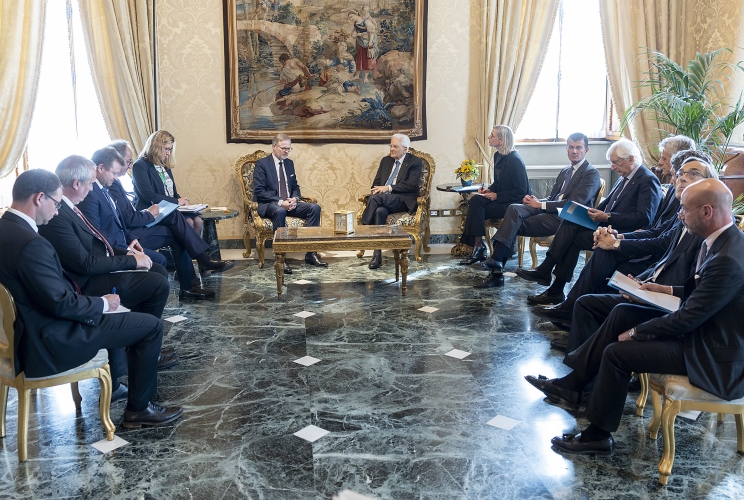 Il Presidente Sergio Mattarella nel corso dei colloqui con Petr Fiala, Primo Ministro della Repubblica Ceca