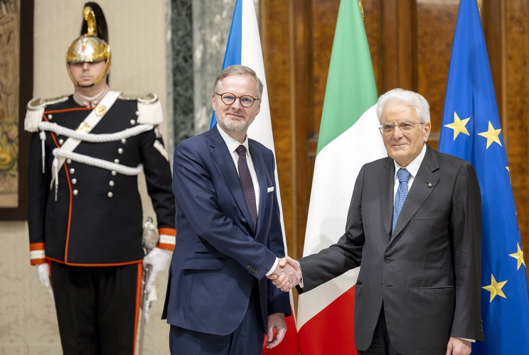 Il Presidente Sergio Mattarella con Petr Fiala, Primo Ministro della Repubblica Ceca