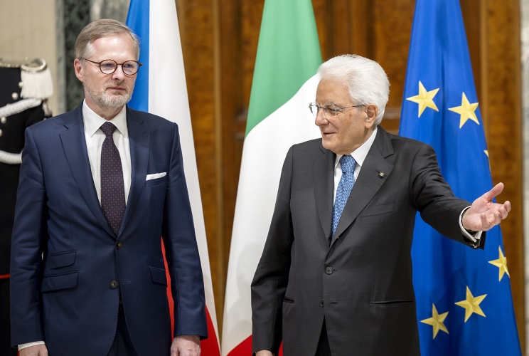 Il Presidente Sergio Mattarella con Petr Fiala, Primo Ministro della Repubblica Ceca