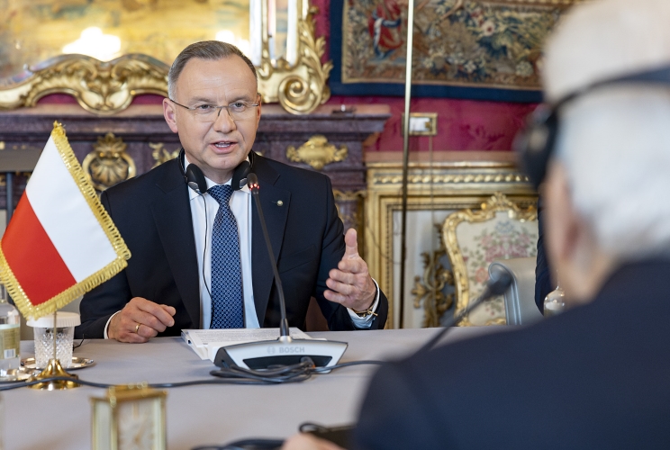Il Presidente Sergio Mattarella nel corso dei colloqui con il Presidente della Repubblica di Polonia, Andrzej Duda