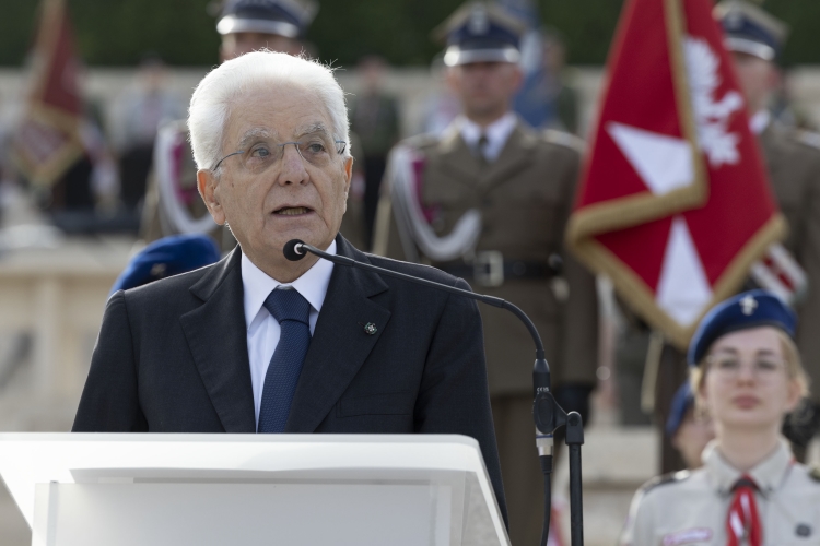 Il Presidente della Repubblica Sergio Mattarella in occasione della cerimonia del 80° anniversario della battaglia di Montecassino  
