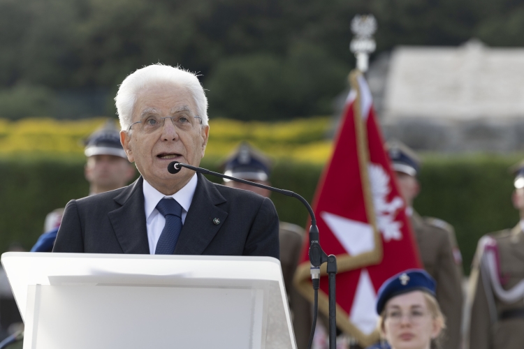 Il Presidente della Repubblica Sergio Mattarella in occasione della cerimonia del 80° anniversario della battaglia di Montecassino  
