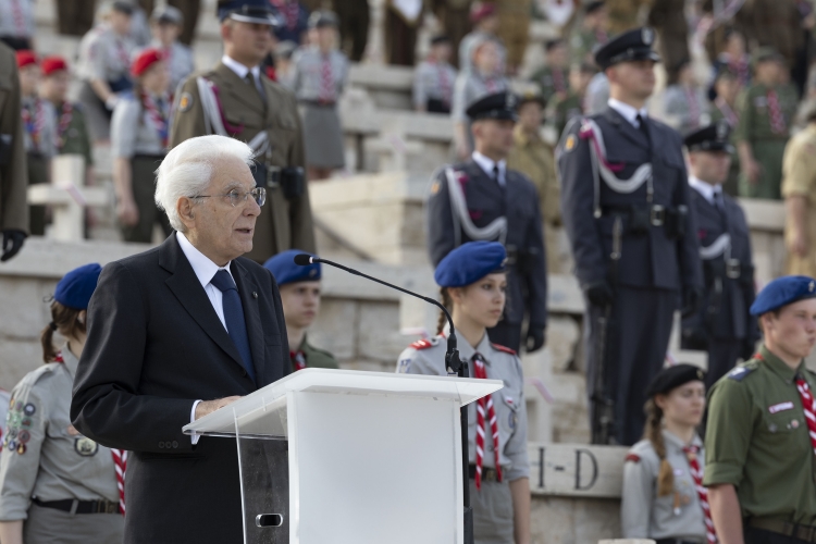 Il Presidente della Repubblica Sergio Mattarella in occasione della cerimonia del 80° anniversario della battaglia di Montecassino  
