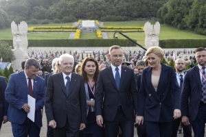 Il Presidente della Repubblica Sergio Mattarella con Andrzej Duda, Presidente della Repubblica di Polonia, in occasione del 80° anniversario della battaglia di Montecassino
