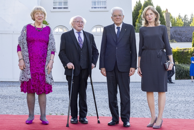  Il Presidente della Repubblica Sergio Mattarella e la Sig.ra Laura con Michael Daniel Higgins, Presidente d'Irlanda e consorte