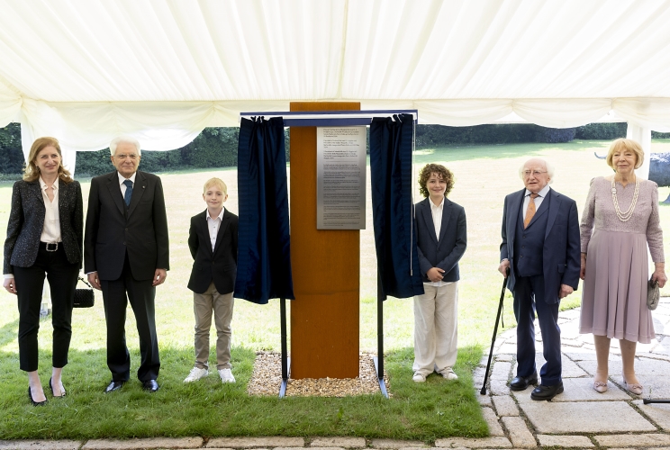  Il Presidente della Repubblica Sergio Mattarella con Michael Daniel Higgins, Presidente d'Irlanda, in occasione della cerimonia di inaugurazione del Parco Italia