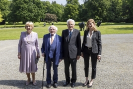  Il Presidente della Repubblica Sergio Mattarella e la signora Laura con Michael Daniel Higgins, Presidente d'Irlanda, e la consorte in occasione della cerimonia di inaugurazione del Parco Italia
