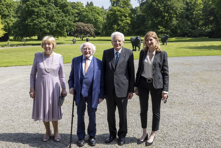  Il Presidente della Repubblica Sergio Mattarella e la signora Laura con Michael Daniel Higgins, Presidente d'Irlanda, e la consorte in occasione della cerimonia di inaugurazione del Parco Italia