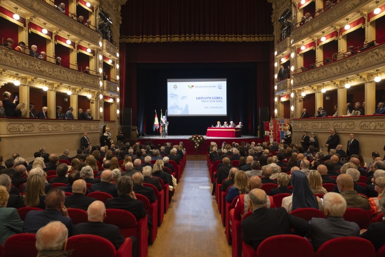 Il Presidente della Repubblica Sergio Mattarella durante la cerimonia commemorativa del trentesimo anniversario della scomparsa dell’On. Giovanni Goria 
