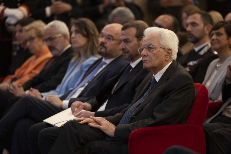 Il Presidente della Repubblica Sergio Mattarella durante la cerimonia commemorativa del trentesimo anniversario della scomparsa dell’On. Giovanni Goria 

