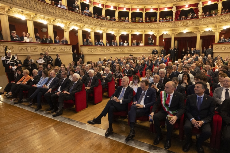 Il Presidente della Repubblica Sergio Mattarella durante la cerimonia commemorativa del trentesimo anniversario della scomparsa dell’On. Giovanni Goria 
