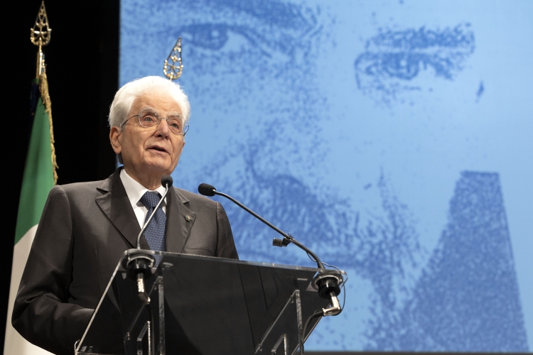 Il Presidente della Repubblica Sergio Mattarella durante il suo intervento alla cerimonia commemorativa del trentesimo anniversario della scomparsa dell’On. Giovanni Goria 
