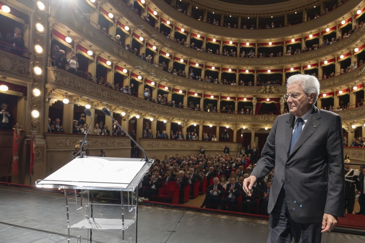 Il Presidente della Repubblica Sergio Mattarella durante il suo intervento alla cerimonia commemorativa del trentesimo anniversario della scomparsa dell’On. Giovanni Goria 

