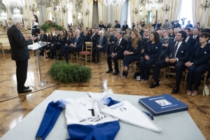 Il Presidente Sergio Mattarella in occasione dell'incontro con una delegazione della Federazione Italiana Sport Invernali
