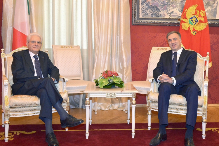 Il Presidente Sergio Mattarella nel corso dei colloqui con il Presidente della Repubblica di Montenegro Filip Vujanović 